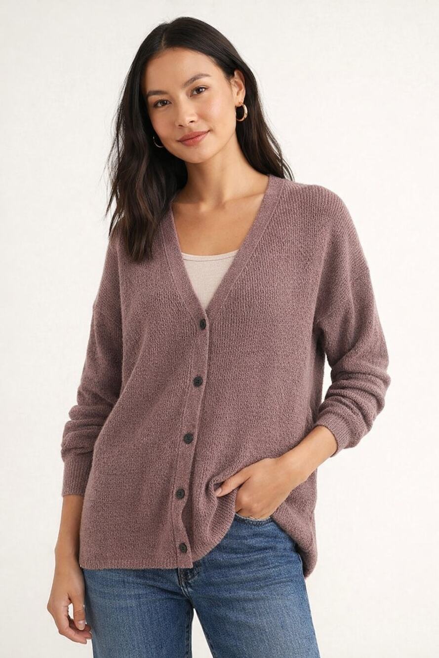 Madewell Cotton Alpaca Wool Cardigan Sweater Mauve Dusty Rose Size XS Oversized